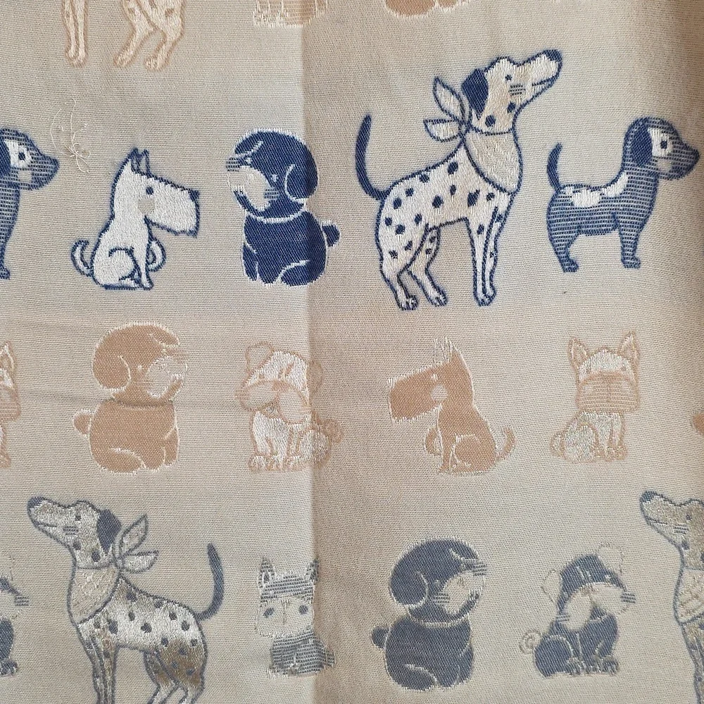 Dog Lover Gift Women's Blue and Tan Embroidered Puppy Print Scarf